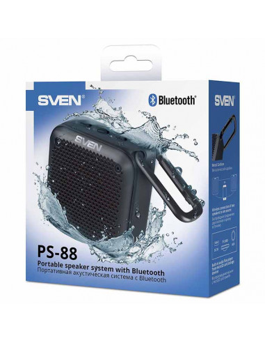 Boxa portabila SVEN PS-88, Black / 7W / Bluetooth / FM / USB / microSD / 1500mA*h