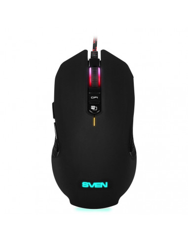 SVEN RX-G955 Gaming, Optical Mouse, 600-4000 dpi, 7+1 buttons (scroll wheel), DPI switching modes, Two navigation buttons (F...