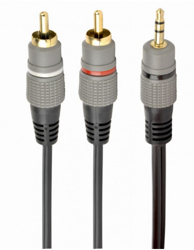 Audio cable 3.5mm-RCA - 2.5m - Cablexpert CCA-352-2.5M, 3.5 mm stereo plug to 2*RCA plugs 2.5m cable, gold-plated connectors,...