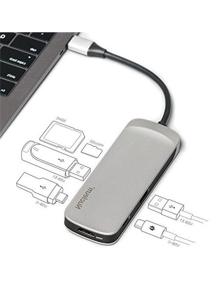 Многопортовый Адаптер Kingston Nucleum (C-HUBC1-SR-EN)/ USB-C/ 2xUSB-A 3.2/ 2xUSB-C 3.2/ HDMI/ SD/ microSD