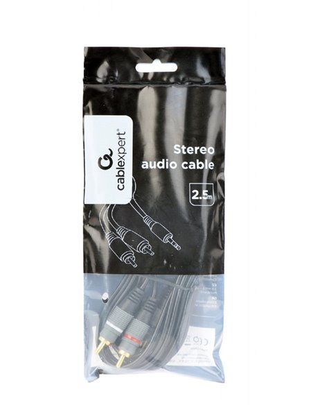 Audio cable 3.5mm-RCA - 1.5m - Cablexpert CCA-352-1.5M, 3.5 mm stereo plug to 2*RCA plugs 1.5m cable, gold-plated connectors,...