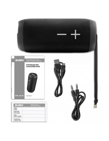Boxa portabila SVEN PS-210, Black / 12W / Bluetooth / FM / USB / microSD / 1500mA*h