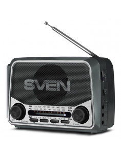 SVEN SRP-525 Gray, FM/AM/SW Radio, 3W RMS, 8-band radio receiver, built-in audio files player from USB-fash, microSD and SD c...