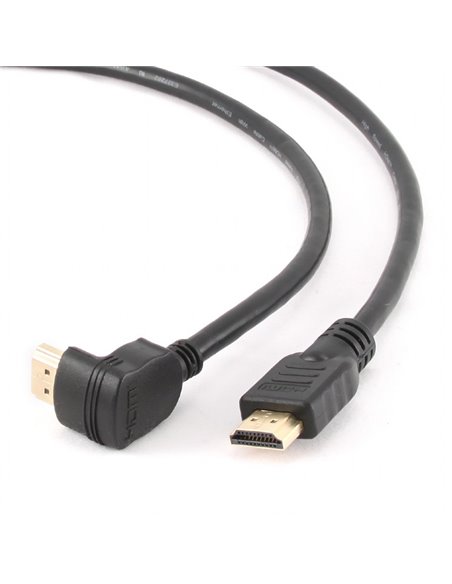 Cable HDMI CC-HDMI490-6, 1.8 m, HDMI v.1.4 90 degrees, male-male, Black cable with gold-plated connectors, Bulk packing