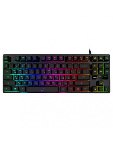 SVEN KB-G7400 Gaming Keyboard, membrane with tactile feedback, 87 keys, 12 Fn-keys, Backlight, USB, Рус/Укр/Eng, Black