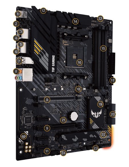 ASUS TUF GAMING B550-PLUS, Socket AM4, AMD B550, Dual 4xDDR4-4800, APU AMD graphics, HDMI, DP, 2xPCIeX16 4.0, 6xSATA3, 3xPCIe...