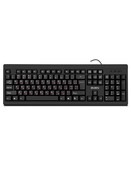 SVEN KB-S320C, Keyboard 104 keys + Mouse (Optical 800 dpi, 3+1 (scroll wheel)), Waterproof design, 1.5m, USB, Black, Rus/Ukr/Eng