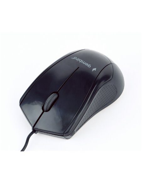Gembird MUS-3B-02, Optical Mouse, 3-button, 1000dpi, USB, 1.35m cable, Black