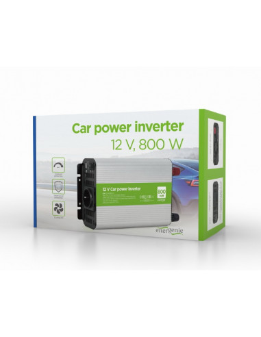EnerGenie EG-PWC800-01, 12 V Car power inverter, 800 W, with USB port / 5V-1A, Input: 10-16 VDC (accumulator directly) - Outp...