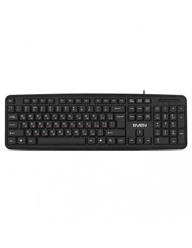 SVEN KB-S230, Keyboard, Waterproof construction, 104 keys, 2m, USB, Black, Rus/Ukr/Eng