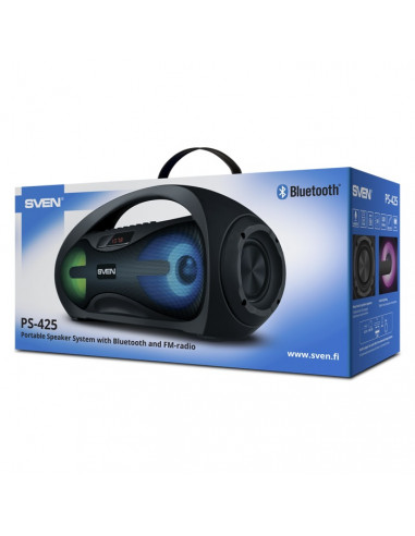 Портативная Колонка SVEN PS-425 Black / 12W / Bluetooth / FM tuner / USB / microSD