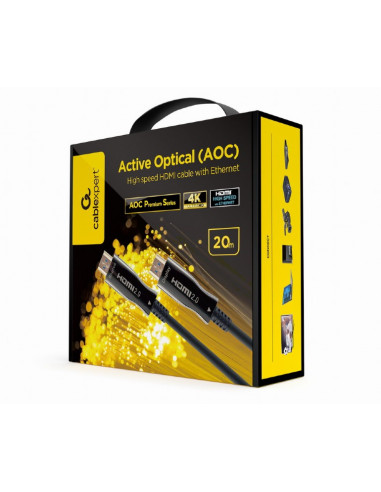 Cablu video Gembird CCBP-HDMI-AOC-20M-02 / Supports 4K UHD resolutions at 60Hz, male-male / 20 m