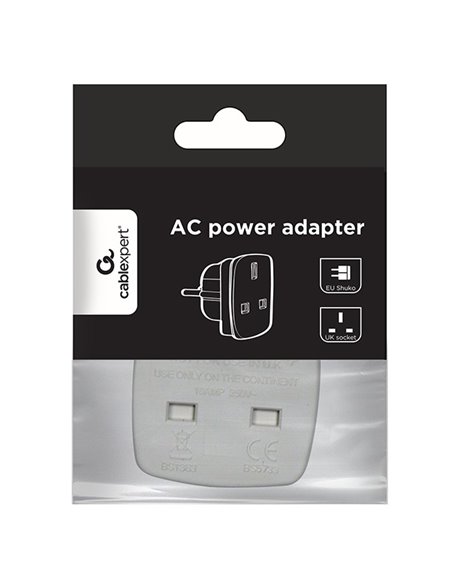 Gembird AC power adapter UK socket to EU schuko plug 7.5A