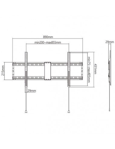 TV-Wall Mount for 43 -90”- Gembird ”WM-90F-01”, Fixed, max. 70 kg, Distance TV to Wall: 29 mm, max. VESA 800 x 400, Black