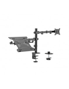 Gembird MA-DA-03, Adjustable desk mount with monitor arm and notebook tray, Supports monitors up to 32” and notebooks up to ...