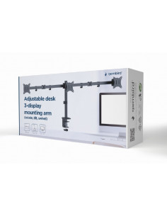 Arm for 3 monitors 17”-27” Gembird MA-D3-01, Adjustable desk 3-display mounting arm (rotate, tilt, swivel), up to 7 kg, VES... 2