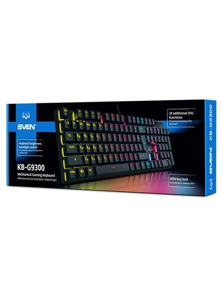 Tastatura Gaming SVEN KB-G9300 RGB / Blue switches / USB / 1.8m / Black