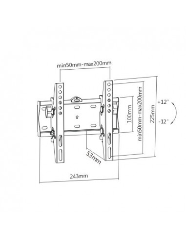 TV-Wall Mount for 23-42”- Gembird ”WM-42T-02”, Tilt, max. 30 kg, Distance TV to Wall: 53 mm, max. VESA 200 x 200, Black