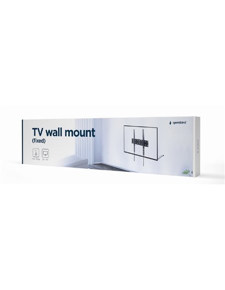 TV-Wall Mount for 32-55”- Gembird ”WM-55F-02”, Fixed, max. 40 kg, Distance TV to Wall: 25 mm, max. VESA 400 x 400, Black