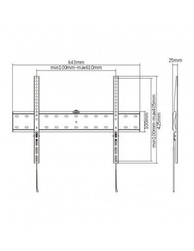 TV-Wall Mount for 37-70”- Gembird ”WM-70F-01”, Fixed, max. 40 kg, Distance TV to Wall: 25 mm, max. VESA 600 x 400, Black