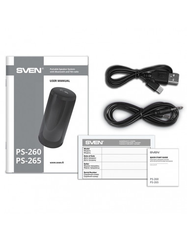 Bluetooth Портативные колонки SVEN PS-265 White / 10W RMS / TWS / RGB 12 lighting modes with Night Light / FM tuner / USB & m...