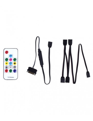 XILENCE LQZ.ARGB_Set Cable (XZ171), Cooling Control Set for ARGB components: 5V D/P 3PIN connections, 1 x Receiver, 1 x Remo...