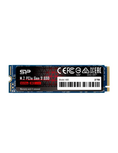 M.2 NVMe SSD Silicon Power A80/ 2.0TB/ PCIe3.0 x4 / NVMe1.3/ M2 Type 2280