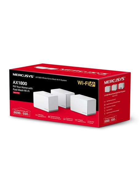 Mesh Wi-Fi System MERCUSYS Halo H70X (3-pack) / AC1800 Dual Band / 3 x Gigabit LAN