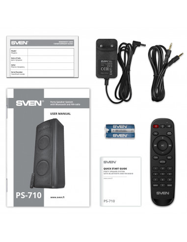 Boxa portabila SVEN PS-710 Black / 100W / Bluetooth / NFC / FM tuner / USB / microSD
