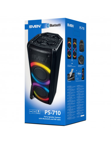Boxa portabila SVEN PS-710 Black / 100W / Bluetooth / NFC / FM tuner / USB / microSD