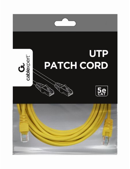 Patch cord cat. 5E PP12-5M/Y Yellow, 5 m, molded strain relief 50u" plugs