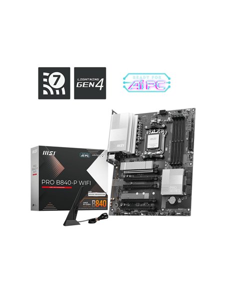 Placa de baza MSI PRO B840-P WIFI / AM5 / B840 / DDR5 / ATX