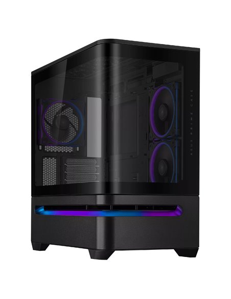 Carcasa ASUS Prime AP202 ARGB Tempered Glass/ noPSU / 3x MR120 ARGB fans/ mATX / Black