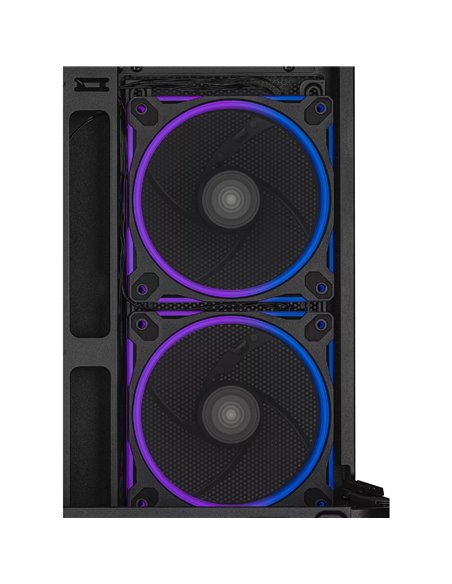Carcasa ASUS Prime AP202 ARGB Tempered Glass/ noPSU / 3x MR120 ARGB fans/ mATX / Black