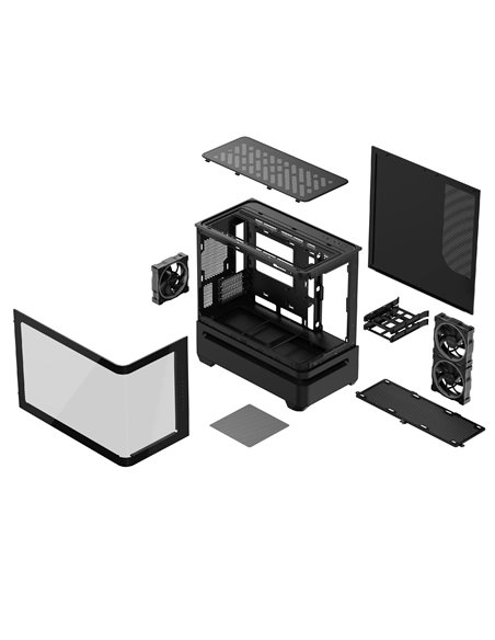 Carcasa ASUS Prime AP202 ARGB Tempered Glass/ noPSU / 3x MR120 ARGB fans/ mATX / Black