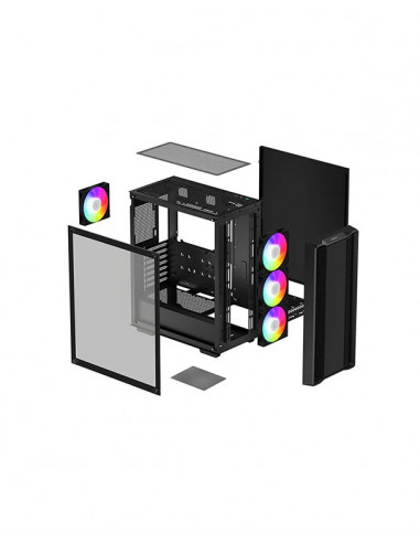 Корпус DEEPCOOL CC560 ARGB V2/ w/oPSU / Side-Window / 4x120mm / ATX / Black