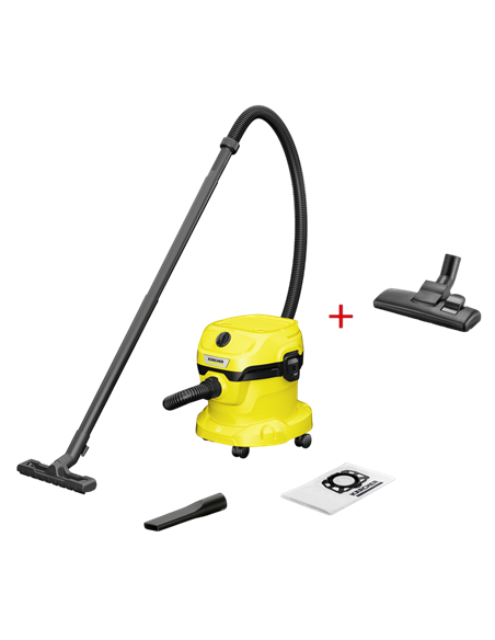Пылесос Karcher WD 2 Plus V-12/4/18 + Насадка для пола DN 35, Жёлтый