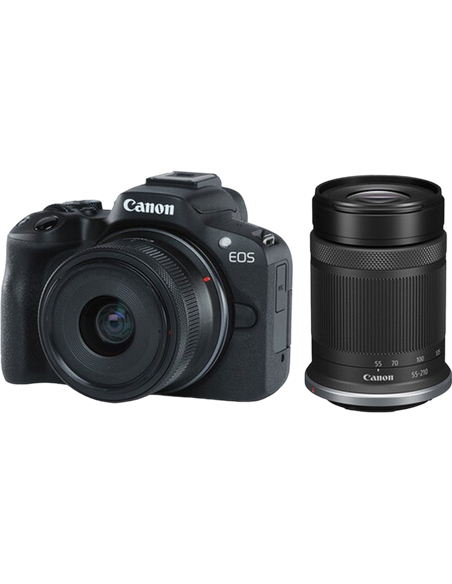 Беззеркальный фотоаппарат Canonn EOS R50 Black & RF-S 18-45mm f/4.5-6.3 IS STM & RF-S 55-210mm f/5-7.1 IS STM KIT
