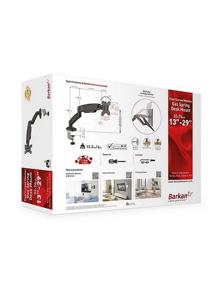 Настольный кронштейн для монитора BARKAN M121P, Чёрный