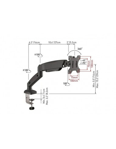 Настольный кронштейн для монитора BARKAN M121P, Чёрный