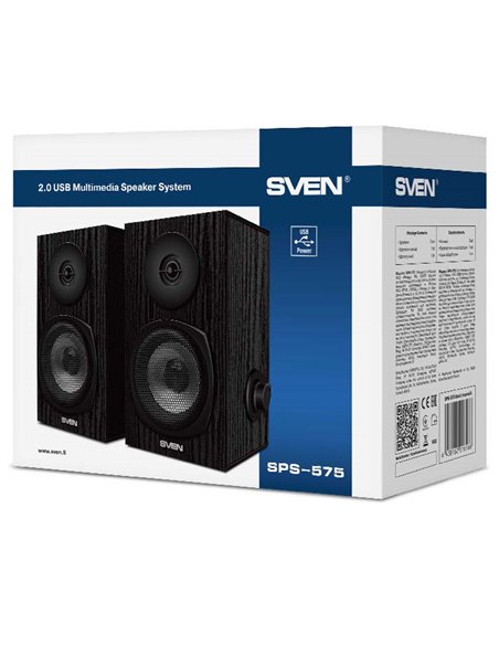 Компьютерные колонки 2.0 SVEN SPS-575, Чёрный