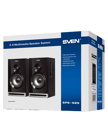 Компьютерные колонки 2.0 SVEN SPS-625, Чёрный
