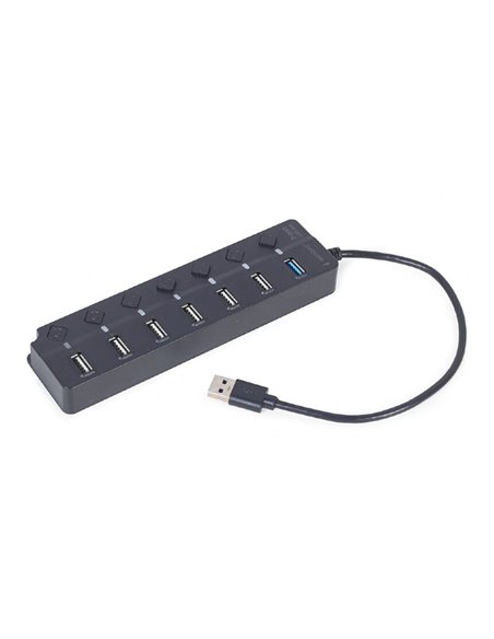 Adaptor Hub Gembird UHB-U3P1U2P6P-01, Negru Adaptor Hub Gembird UHB-U3P1U2P6P-01, Negru