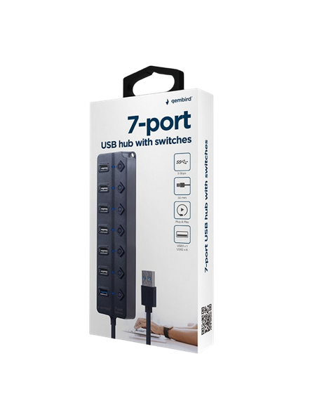 Adaptor Hub Gembird UHB-U3P1U2P6P-01, Negru Adaptor Hub Gembird UHB-U3P1U2P6P-01, Negru