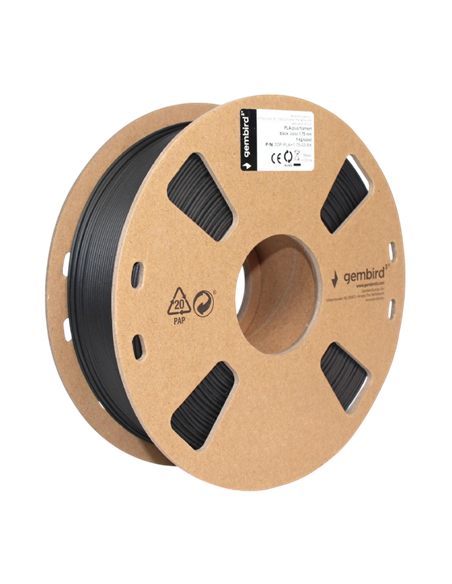 Нить для 3D-принтера Gembird 3DP-PLA+1.75-02-BK, PLA+, Черный, 1.75 мм, 1кг