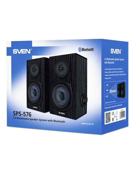 Difuzoare pentru casă fără fir 2.0 CH SVEN SPS-576, Negru
