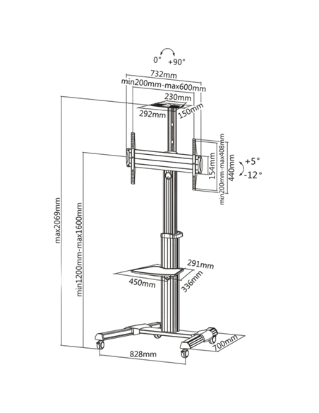 Мобильная стойка для телевизора Reflecta TV Stand 70VC-Shelf, Серебристый