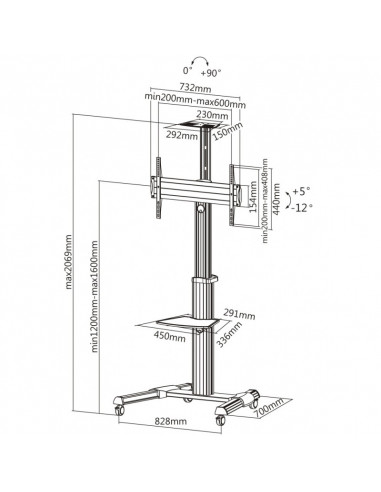 Suport TV Mobil Reflecta TV Stand 70VC-Shelf, Argintiu