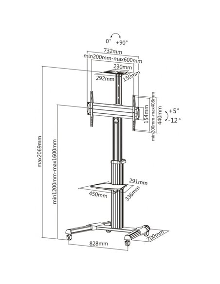 Мобильная стойка для телевизора Reflecta TV Stand 70VC-Shelf, Серебристый