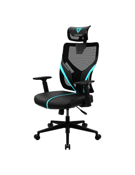 Scaun Gaming ThunderX3 Yama1, PU Piele, Negru/Albastru deschis